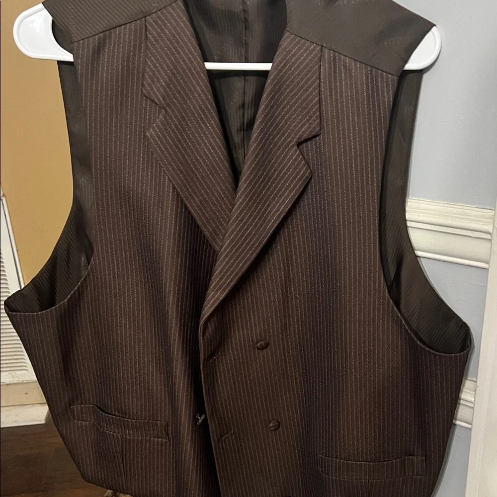 Vittorio Dark Brown Pinstripe Suit Jacket
